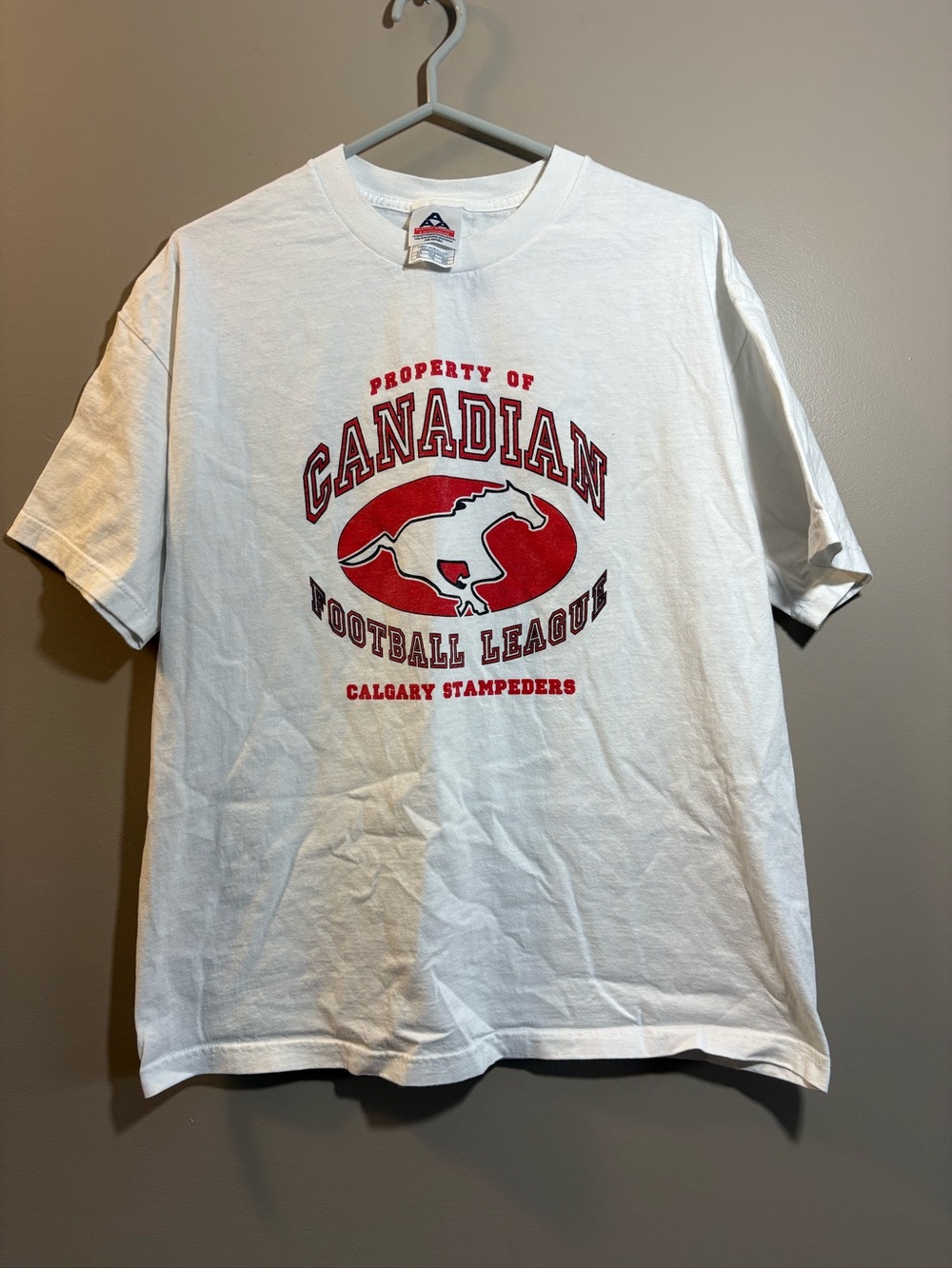 Calgary Stampeders White & Red Graphic Tee - Vintage Team Shirt